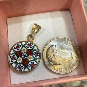 AMV Antica Murrina Venezia Millefiori Glass Pendant Gold Plated Italy